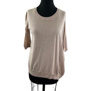 ALLSAINTS Beige Linen Cotton Half Sleeve Cast Jumper Sweater Top Size M NEW